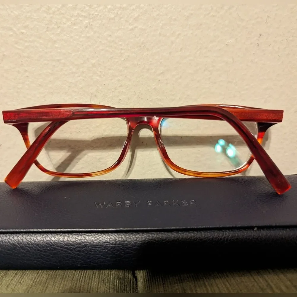 Warby Parker Marshall Eyeglasses Red Frame Preppy Office